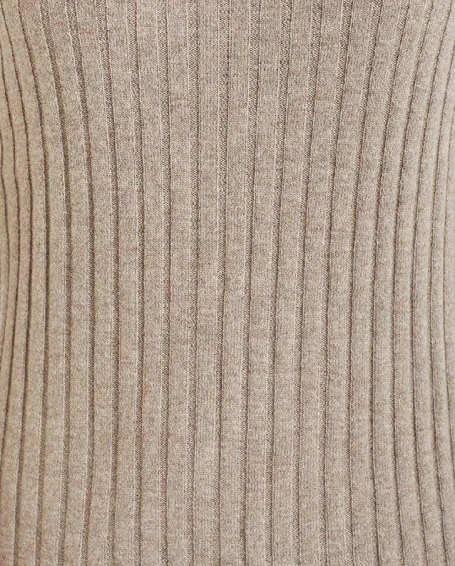 Womens Ribbed Mock Turtleneck Pure Cashmere Jumper