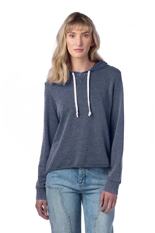 Alternative Womens Day Off Mineral Wash Hooded Sweatshirt Hoodie - Dark Navy Blue - NEW