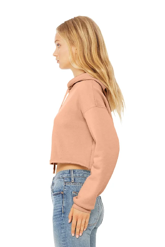 Bella + Canvas Womens Cropped Fleece Hooded Sweatshirt Hoodie - Peach