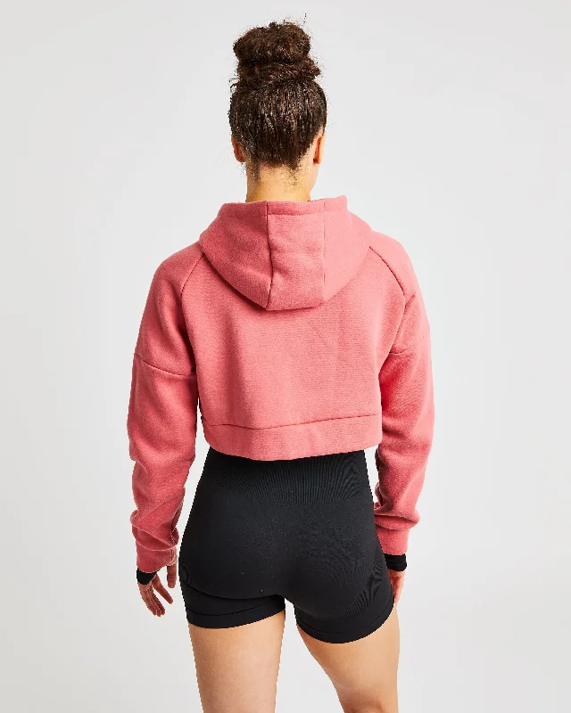 Beyond Crop Zip Hoodie - Brick Red