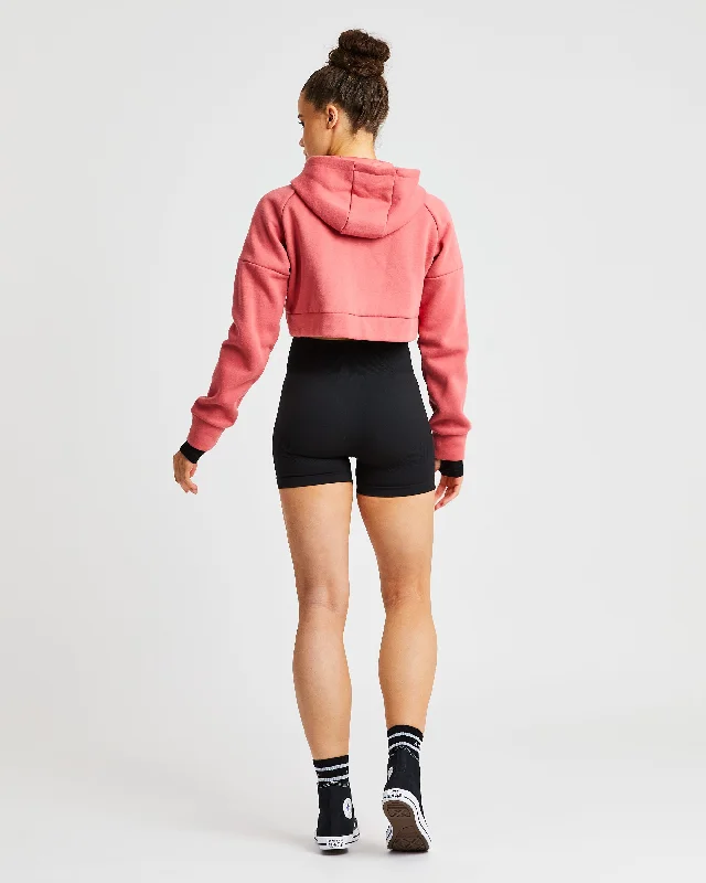 Beyond Crop Zip Hoodie - Brick Red