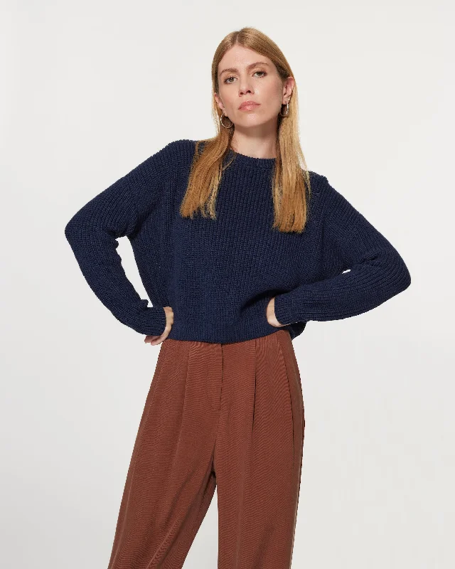 Bobbie Cropped Knitted Jumper Navy