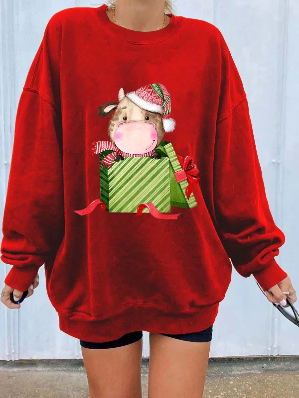 Christmas Cute Print Long Sleeve Sweatshirt For Women