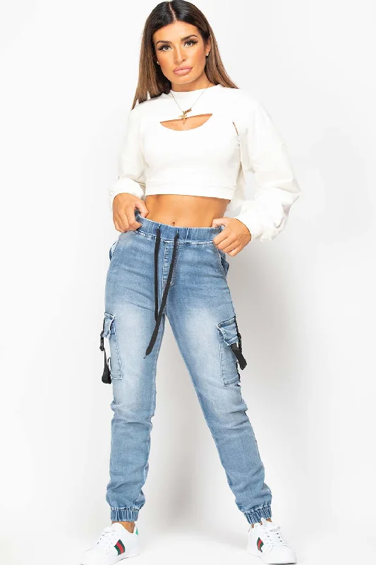 Cut Out Front Two Piece Sweatshirt Off White