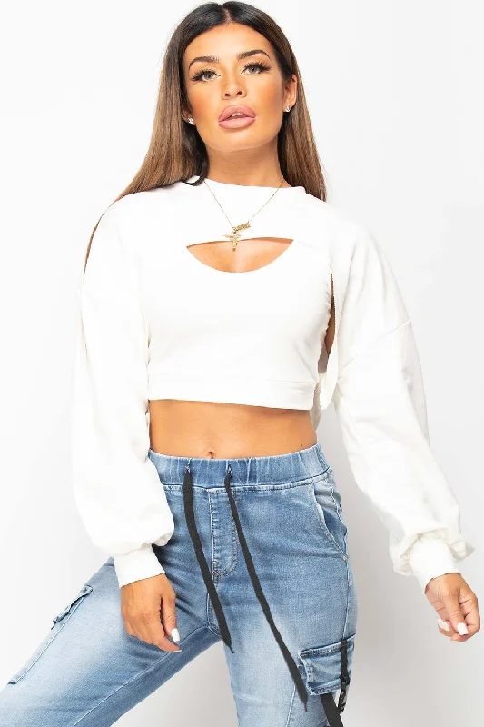 Cut Out Front Two Piece Sweatshirt Off White