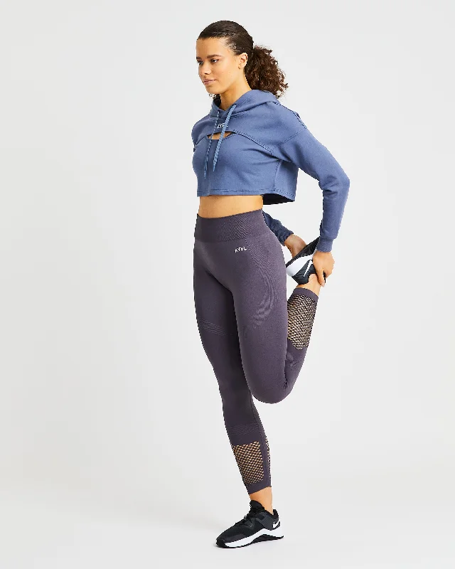 Everyday Cutout Crop Hoodie - Slate Blue