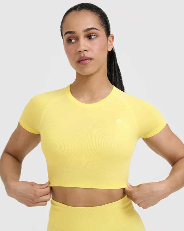 Go To Seamless Fitted Crop Top | Lemon Yellow