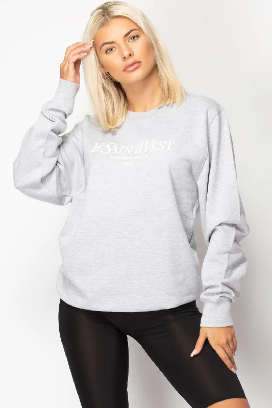 Grey Ye Saint West Slogan Oversized Sweatshirt