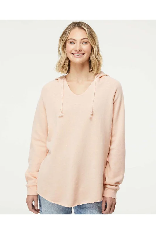 Independent Trading Co. Womens California Wave Wash Hooded Sweatshirt Hoodie - Blush Pink - NEW