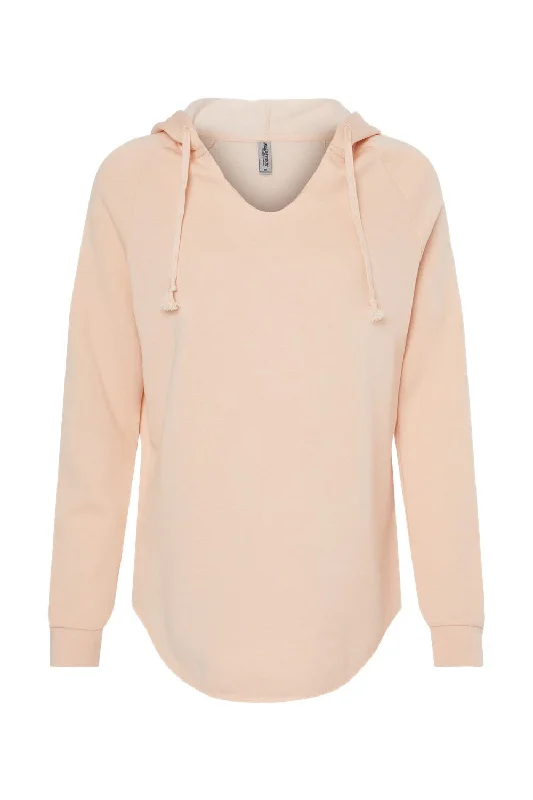 Independent Trading Co. Womens California Wave Wash Hooded Sweatshirt Hoodie - Blush Pink - NEW