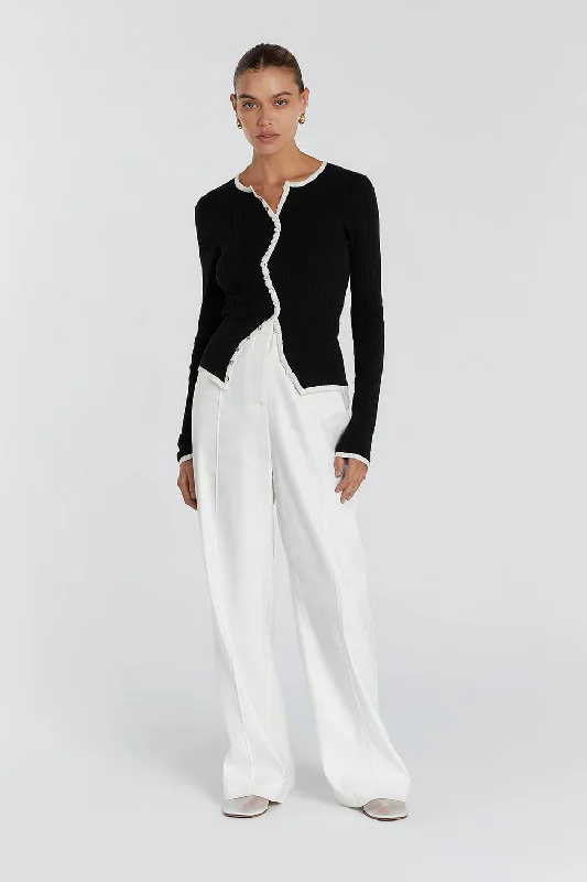 LUCILLE BLACK CONTRAST CARDIGAN