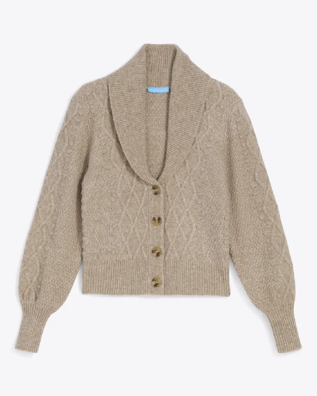 Marled Tuxedo Cardigan in Beige