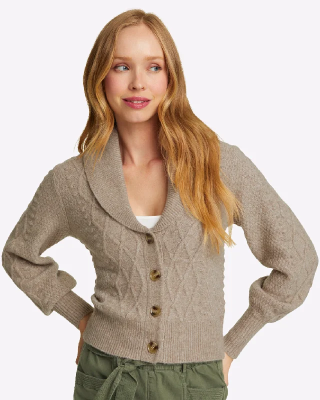 Marled Tuxedo Cardigan in Beige