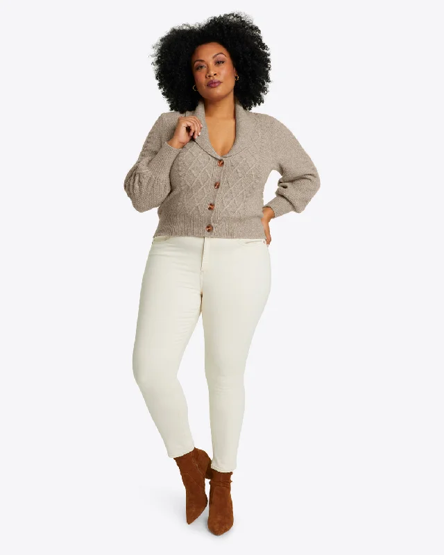 Marled Tuxedo Cardigan in Beige