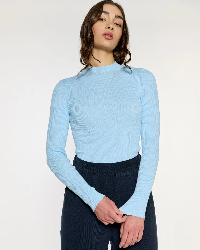 Mona Fine Knit Mock Neck Powder Blue