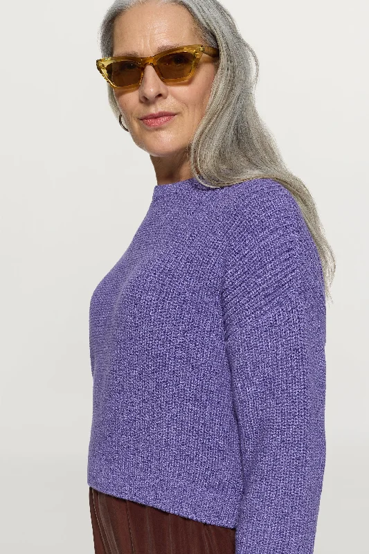 Mouline Cropped Knitted Jumper Multi Purple