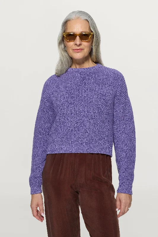 Mouline Cropped Knitted Jumper Multi Purple