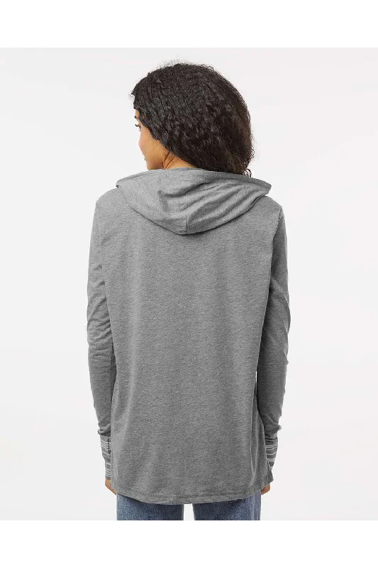 MV Sport Womens Heathered Jersey Hooded T-Shirt Hoodie - Graphite Grey - NEW