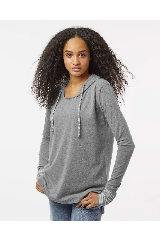 MV Sport Womens Heathered Jersey Hooded T-Shirt Hoodie - Graphite Grey - NEW