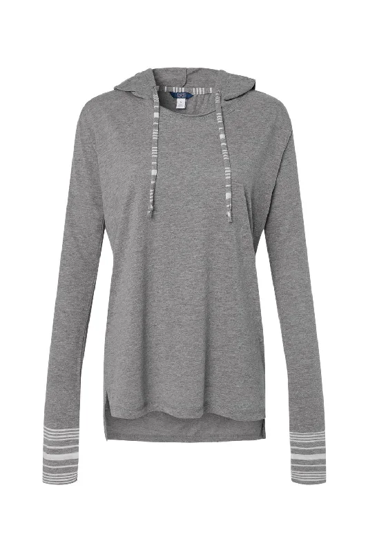 MV Sport Womens Heathered Jersey Hooded T-Shirt Hoodie - Graphite Grey - NEW