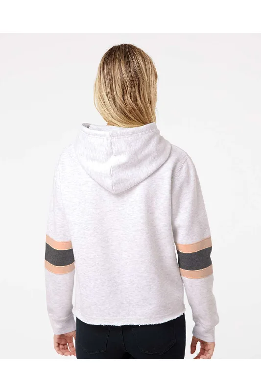 MV Sport Womens Sueded Fleece Thermal Lined Hooded Sweatshirt Hoodie - Ash Grey/Cameo Pink/Charcoal Grey - NEW