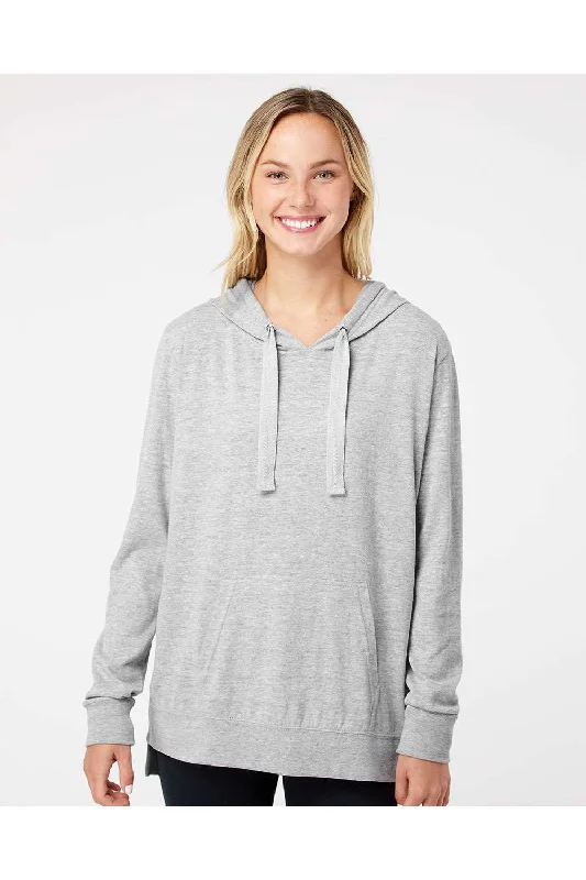 MV Sport Womens Sueded Jersey Hooded Sweatshirt Hoodie - Heather Grey - NEW