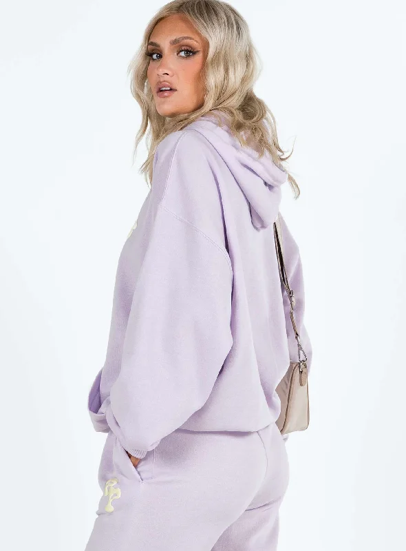 Princess Polly Hooded Sweatshirt Squiggle Text Dusty Mauve / Eggshell