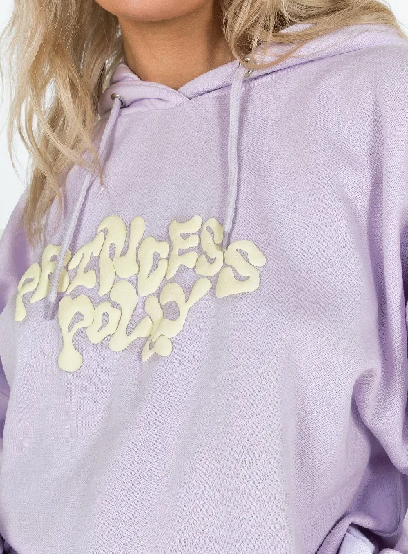 Princess Polly Hooded Sweatshirt Squiggle Text Dusty Mauve / Eggshell