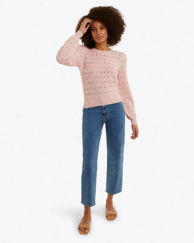 Puff Sleeve Sweater in Pointelle