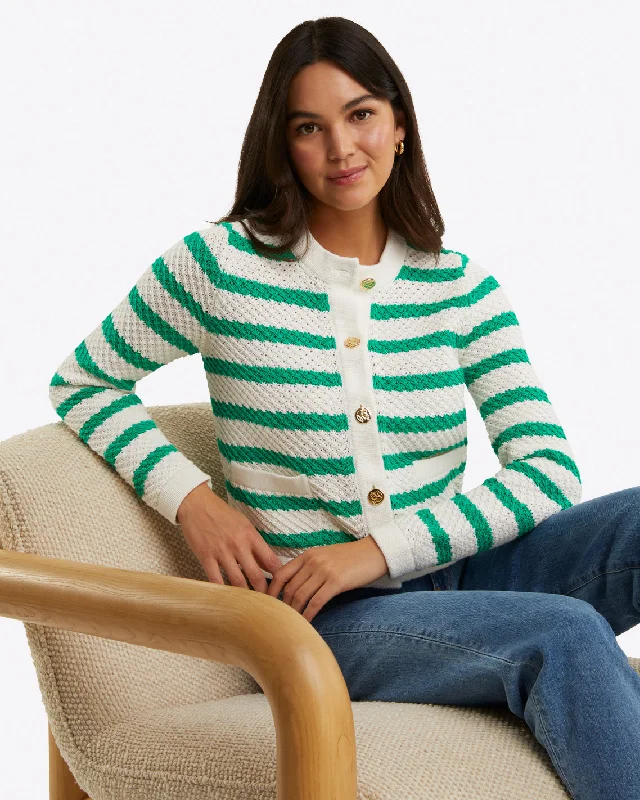 Rita Crewneck Cardigan in Cotton