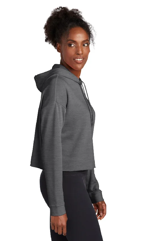 Sport-Tek Womens Moisture Wicking Fleece Crop Hooded Sweatshirt Hoodie - Heather Dark Grey