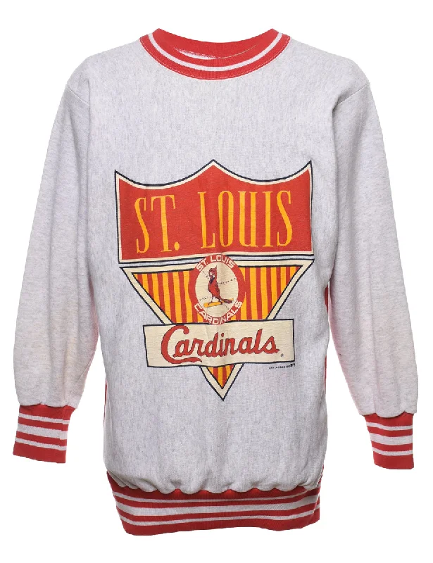 St. Louis Cardinals Baseball Light Grey & Red Printed Sweatshirt - L