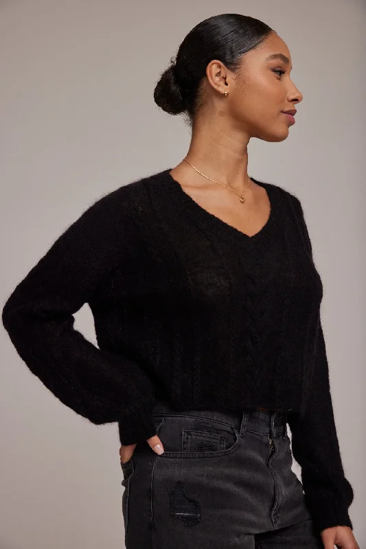 V-Neck Cropped Sweater