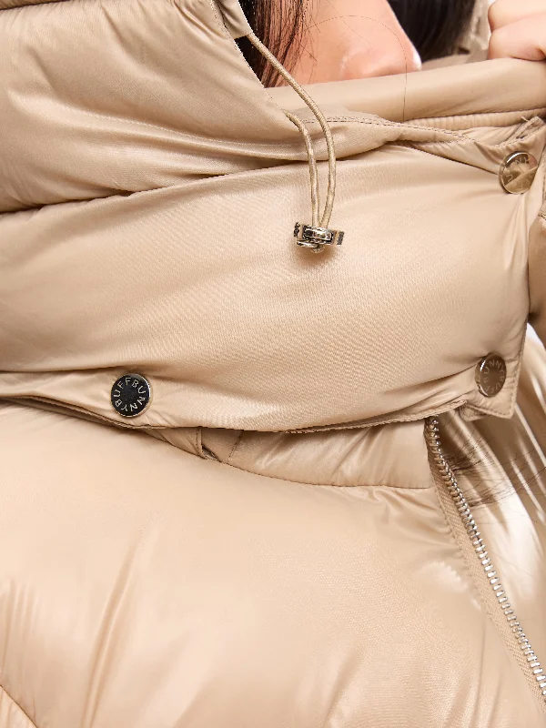 Waist Taper Puffer Jacket - Beige