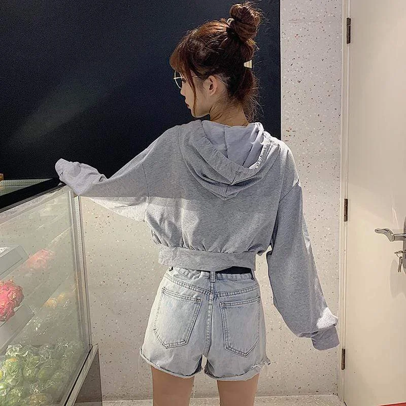 Women's Cute Cutout Loose Short Hoodies