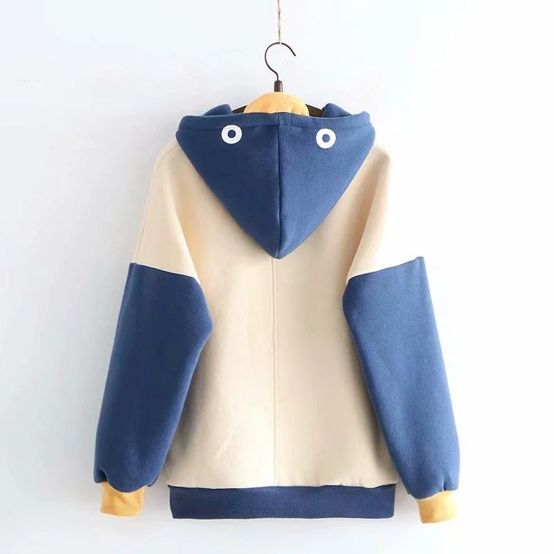 Women's Kawaii Penguin Hooded Contrast Color Hoodies