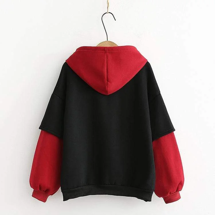 Women's Sweet Contrast Color Strawberry Magic Circle Hoodies