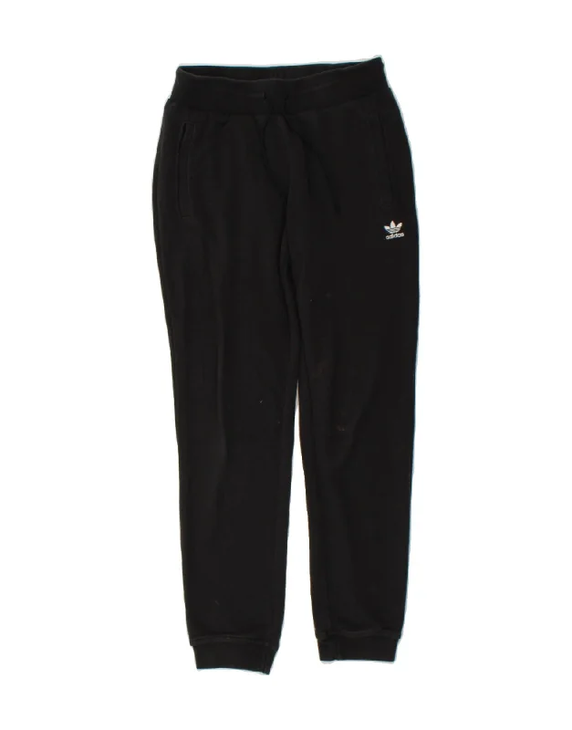 ADIDAS Womens Tracksuit Trousers Joggers UK 8 Small Black Cotton