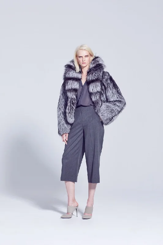 Anya Silver Fox Fur Jacket