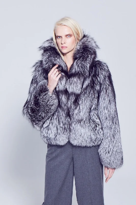 Anya Silver Fox Fur Jacket