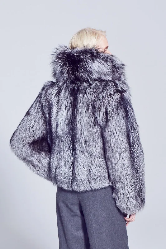 Anya Silver Fox Fur Jacket