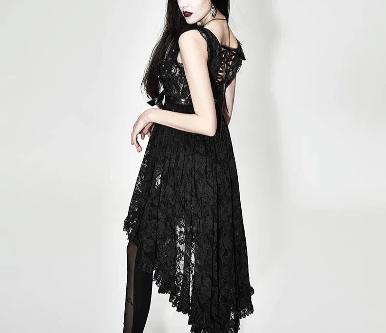 Black Nipped Waist Rose Floral Mesh Lingerie/Coat