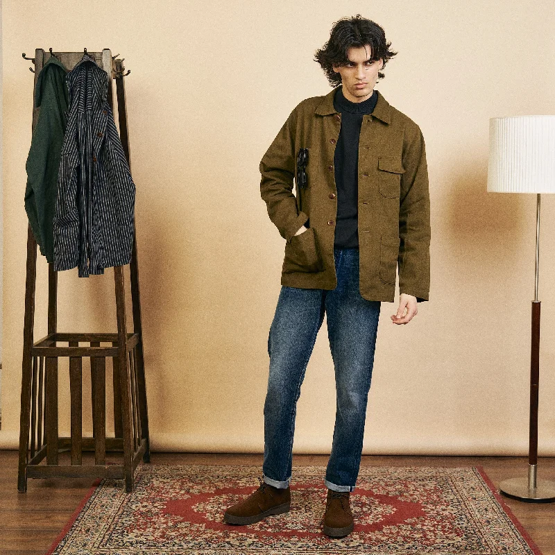 Burrows & Hare Cotton Jericho Jacket - Green Twill