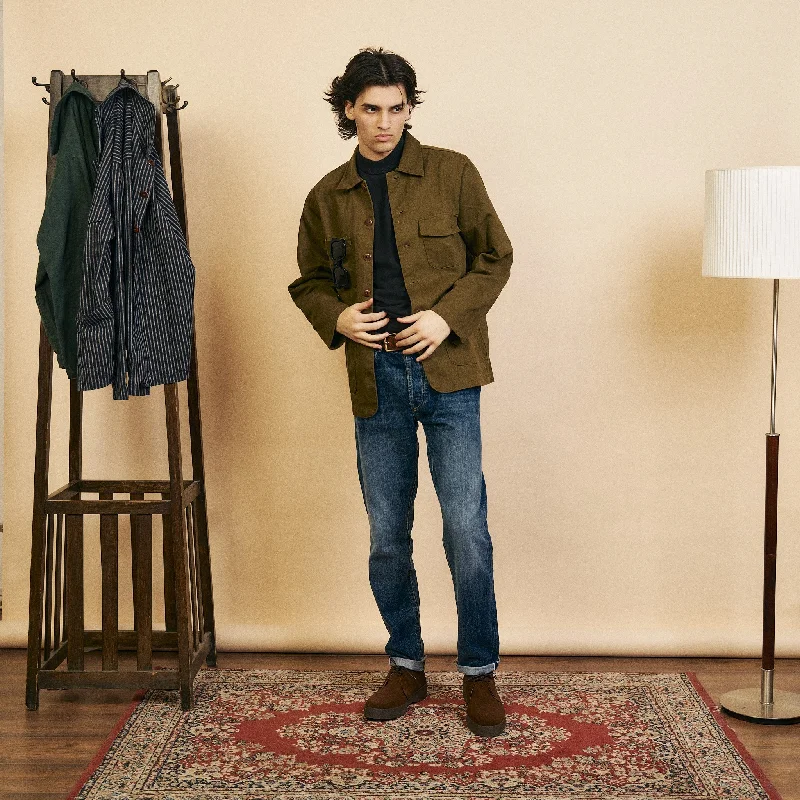 Burrows & Hare Cotton Jericho Jacket - Green Twill