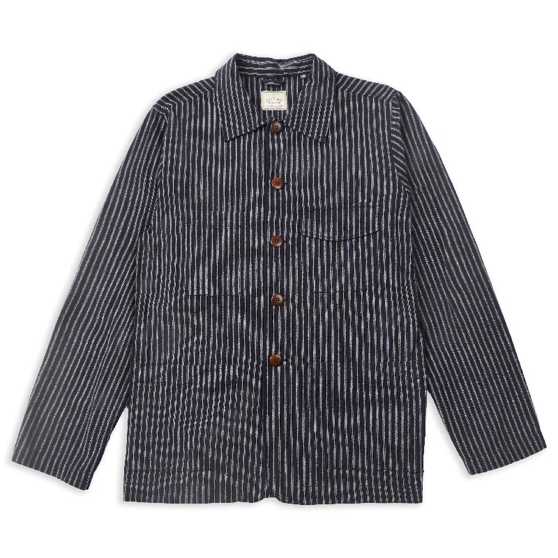 Burrows & Hare Linen & Cotton Jericho Jacket - Navy Stripe