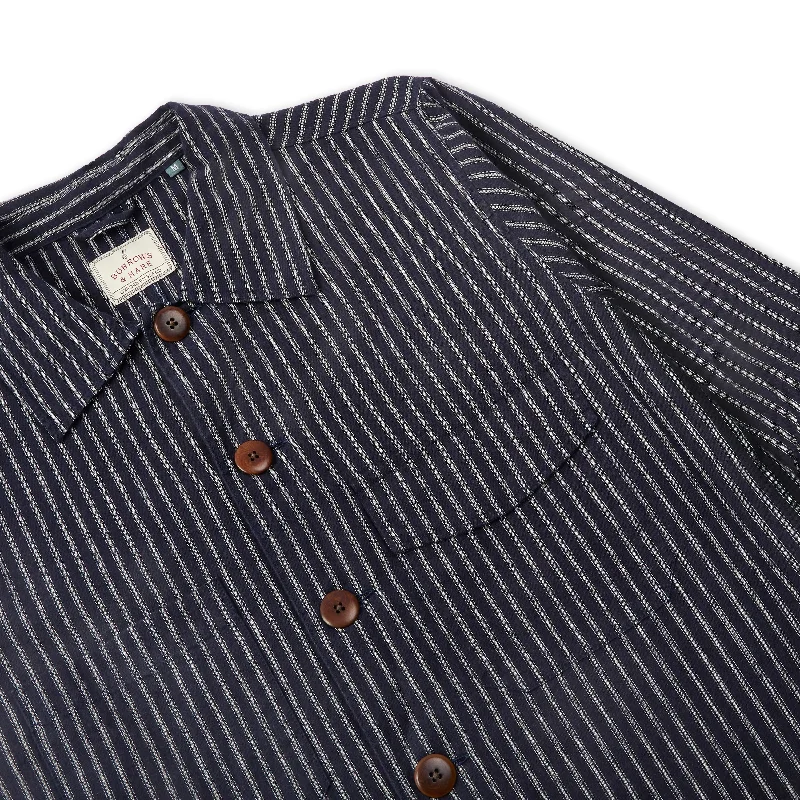 Burrows & Hare Linen & Cotton Jericho Jacket - Navy Stripe