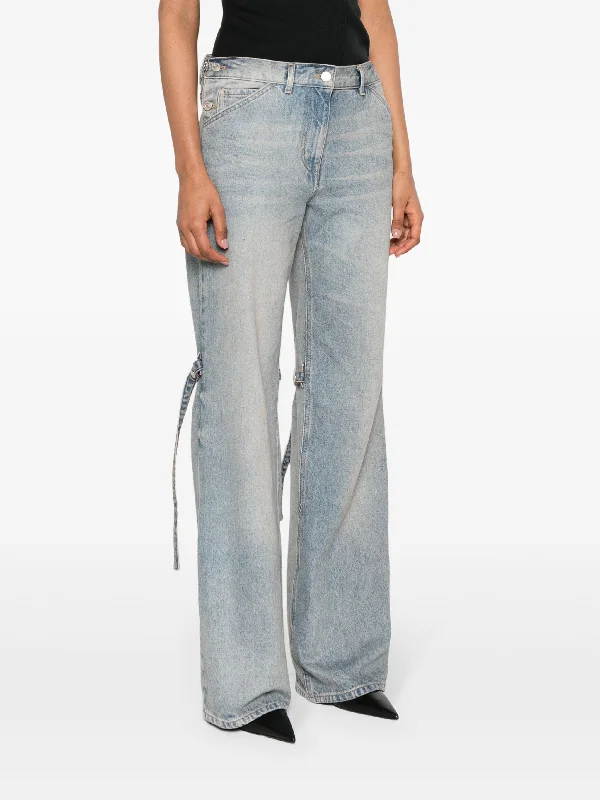 COURRÈGES Women Sailor Blue Denim Baggy Pants