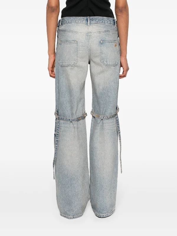 COURRÈGES Women Sailor Blue Denim Baggy Pants