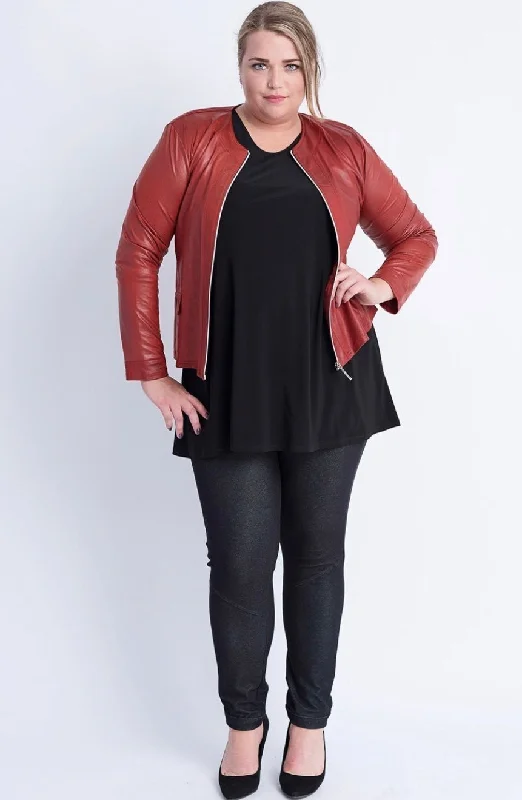 Magna zippered Leatherette Jacket with faux pockets