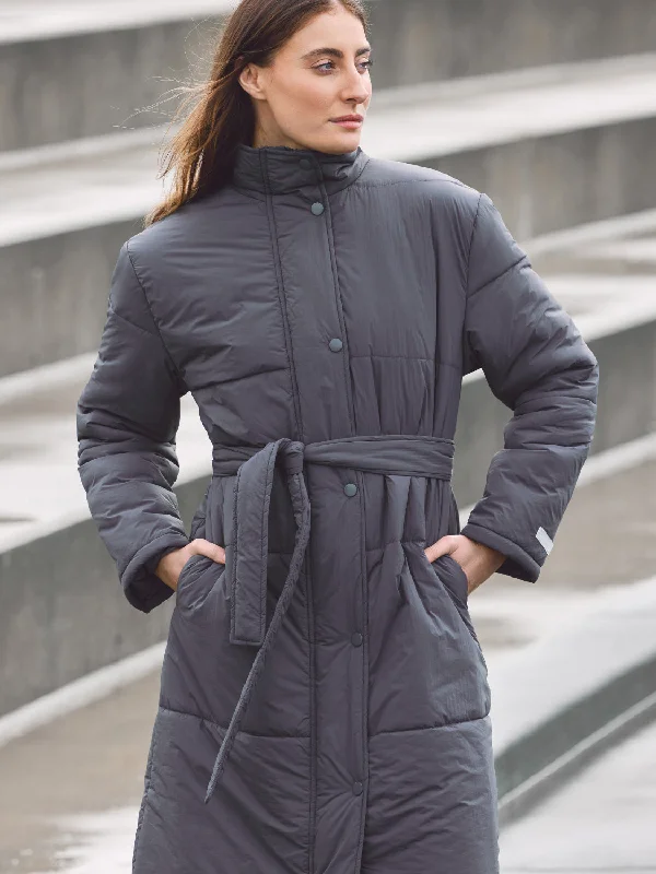 Elodie Oversized Puffer Jacket - Gunmetal